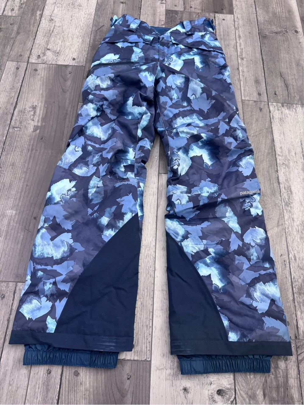Patagonia Insulated Snowbelle Pants Girls 12 Ski Snow Goretex Camo Blue